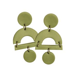 Green polymer clay earrings with an interesting shape